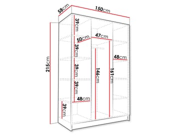 Herrljunga Garderob med Spegel 150x215 cm - Brun/Svart/Spegel - Förvaring - Sko- & klädförvaring - Garderober & garderobssystem