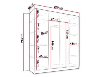 Herrljunga Garderob med Spegel 200x215 cm - Brun/Svart/Spegel - Förvaring - Sko- & klädförvaring - Garderober & garderobssystem