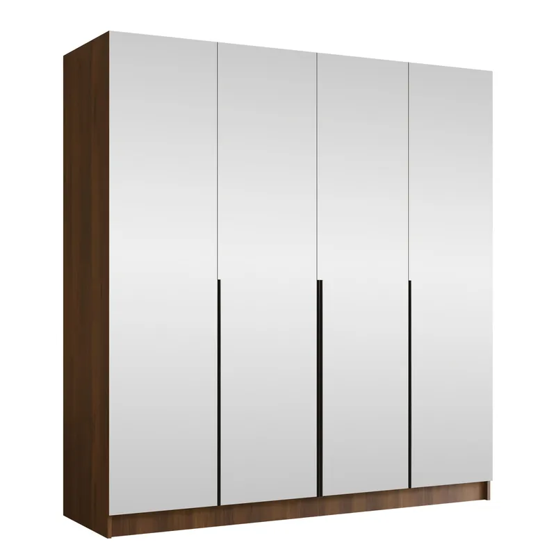 Herrljunga Garderob med Spegel 200x215 cm - Svart/Spegel - Förvaring - Sko- & klädförvaring - Garderober & garderobssystem