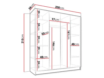 Herrljunga Garderob med Spegel 200x215 cm - Svart/Spegel - Förvaring - Sko- & klädförvaring - Garderober & garderobssystem