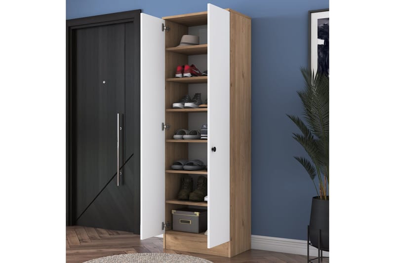 Hooda Garderob 59,8x182,8 cm Brun/Vit - Hanah Home - Förvaring - Sko- & klädförvaring - Garderober & garderobssystem