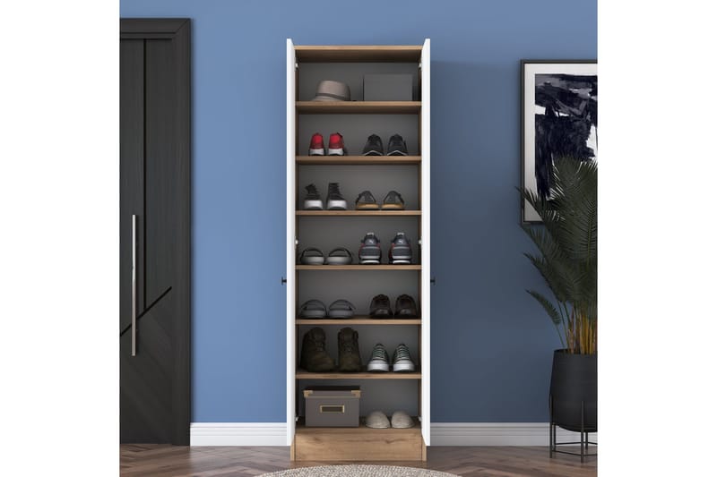Hooda Garderob 59,8x182,8 cm Brun/Vit - Hanah Home - Förvaring - Sko- & klädförvaring - Garderober & garderobssystem