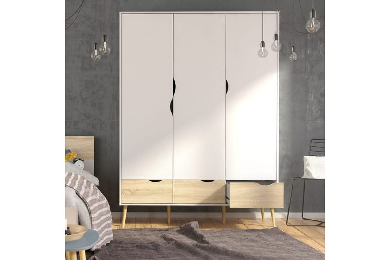 Hostafranc Garderob 147x200 cm - Vit/Grå - Förvaring - Sko- & klädförvaring - Garderober & garderobssystem