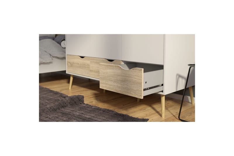 Hostafranc Garderob 147x200 cm - Vit/Grå - Förvaring - Sko- & klädförvaring - Garderober & garderobssystem