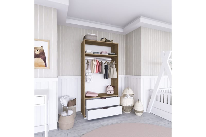 Hurst Garderob 90x183 cm - Ljusbrun/Vit - Förvaring - Sko- & klädförvaring - Garderober & garderobssystem