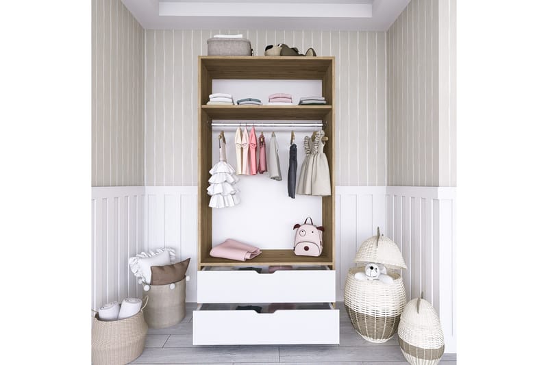 Hurst Garderob 90x183 cm - Ljusbrun/Vit - Förvaring - Sko- & klädförvaring - Garderober & garderobssystem