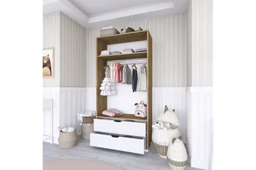 Hurst Garderob 90x183 cm - Ljusbrun/Vit - Förvaring - Sko- & klädförvaring - Garderober & garderobssystem