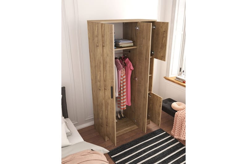 Iskral Garderob 90x177 cm - Brun - Förvaring - Sko- & klädförvaring - Garderober & garderobssystem