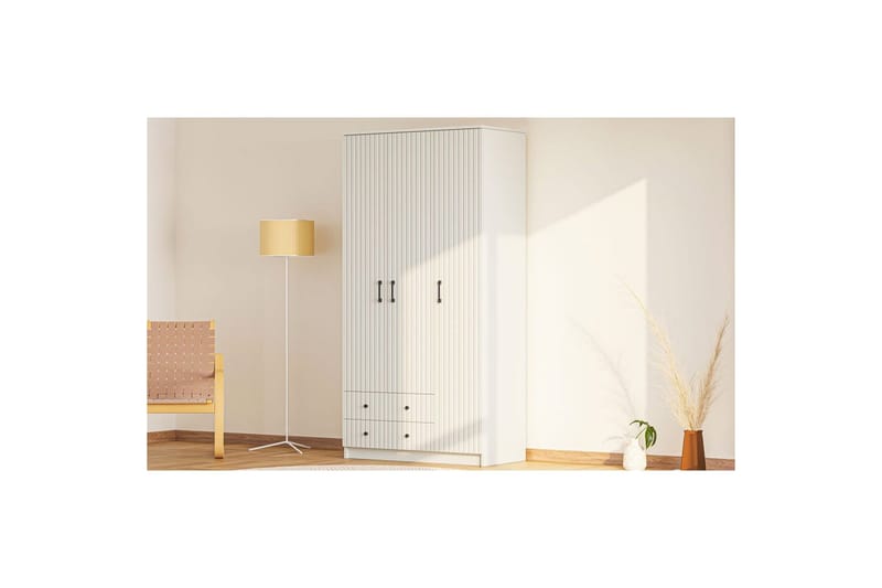 Ivon Garderob 105x210 cm - Matt Vit - Förvaring - Sko- & klädförvaring - Garderober & garderobssystem