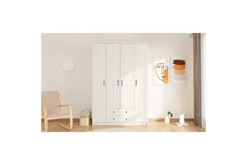 Ivon Garderob 140x184 cm - Matt Vit - Förvaring - Sko- & klädförvaring - Garderober & garderobssystem