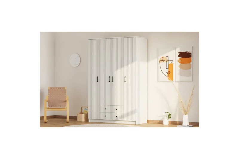 Ivon Garderob 140x184 cm - Matt Vit - Förvaring - Sko- & klädförvaring - Garderober & garderobssystem