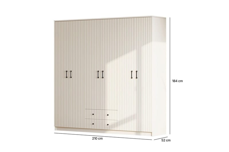 Ivon Garderob 210x184 cm - Matt Vit - Förvaring - Sko- & klädförvaring - Garderober & garderobssystem