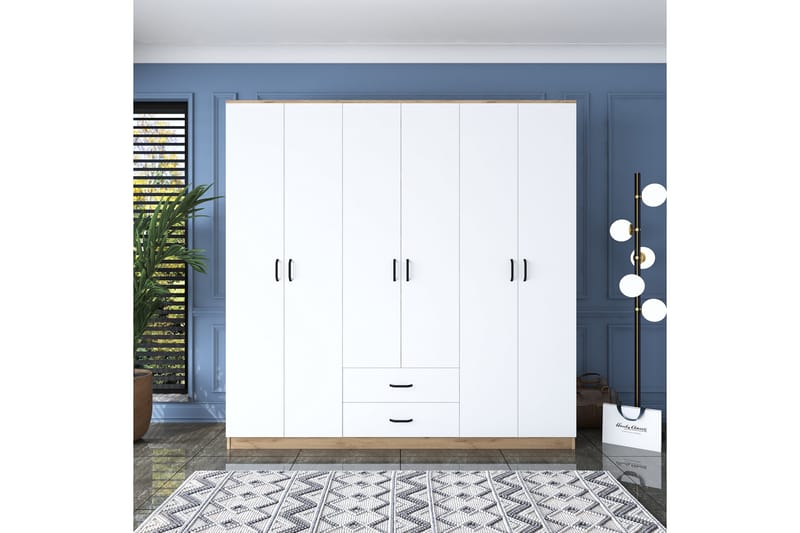 JAGDESH Garderob 210x210 cm Brun/Vit - Förvaring - Sko- & klädförvaring - Garderober & garderobssystem
