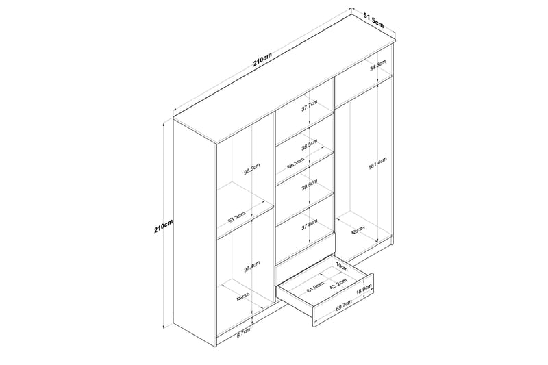 JAGDESH Garderob 210x210 cm Brun/Vit - Garderober & garderobssystem