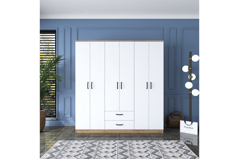 Jahani Garderob 180x190,8 cm Brun/Vit - Hanah Home - Förvaring - Sko- & klädförvaring - Garderober & garderobssystem