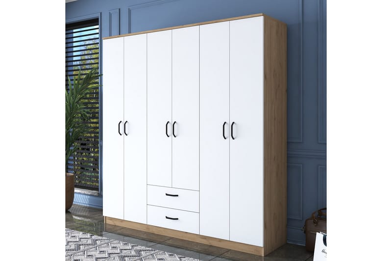 Jahani Garderob 180x190,8 cm Brun/Vit - Hanah Home - Förvaring - Sko- & klädförvaring - Garderober & garderobssystem