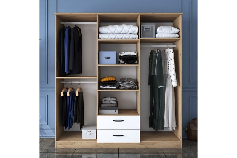 Jahani Garderob 180x190,8 cm Brun/Vit - Hanah Home - Förvaring - Sko- & klädförvaring - Garderober & garderobssystem