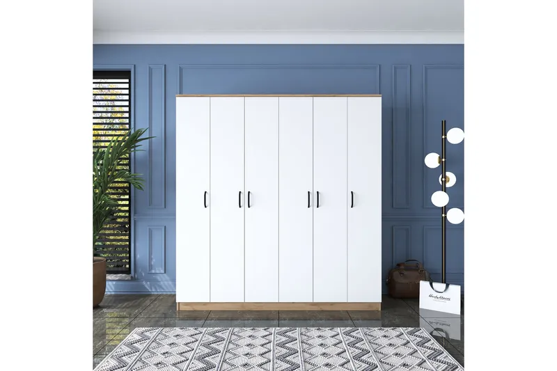 Jaidul Garderob 180x190,8 cm Brun/Vit - Hanah Home - Förvaring - Sko- & klädförvaring - Garderober & garderobssystem