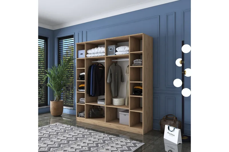 Jaidul Garderob 180x190,8 cm Brun/Vit - Hanah Home - Förvaring - Sko- & klädförvaring - Garderober & garderobssystem