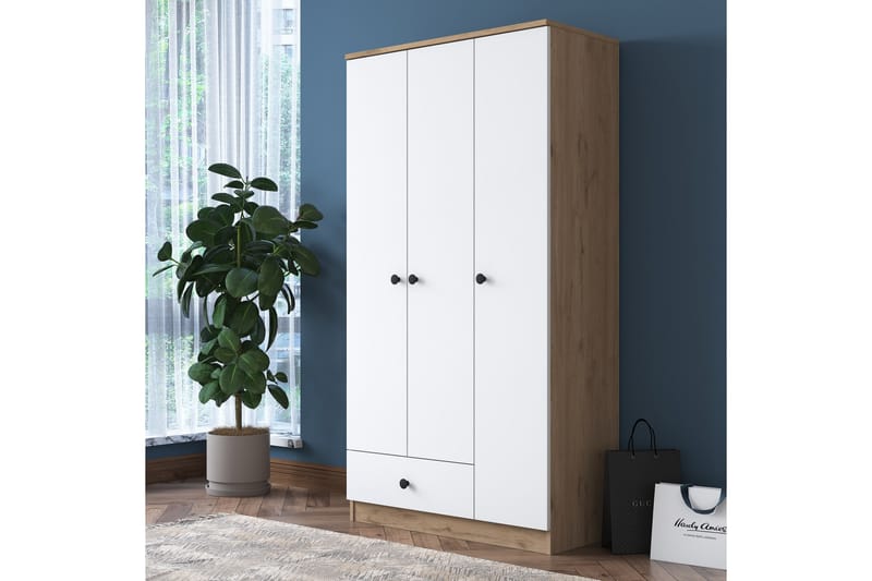 JAIN Garderob 90x170 cm Brun/Vit - Förvaring - Sko- & klädförvaring - Garderober & garderobssystem