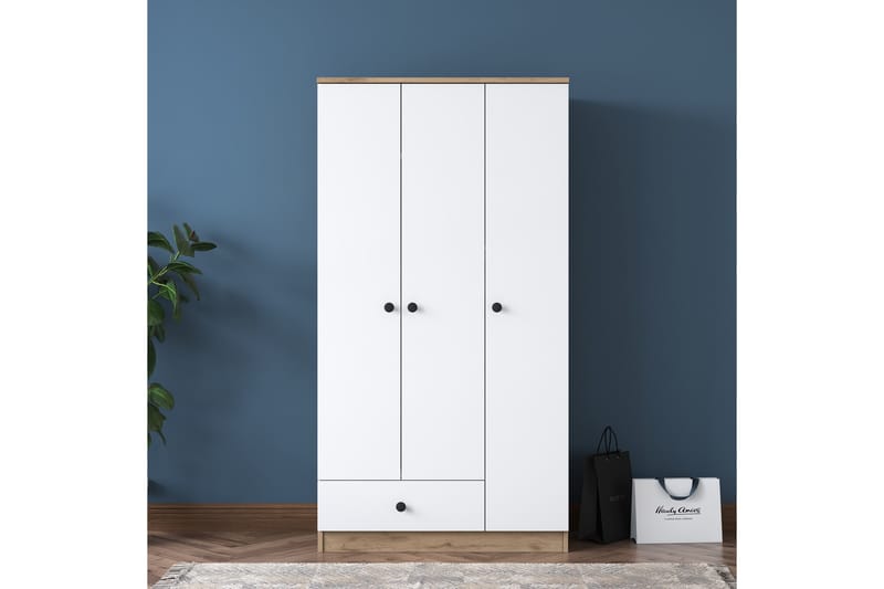 JAIN Garderob 90x170 cm Brun/Vit - Förvaring - Sko- & klädförvaring - Garderober & garderobssystem