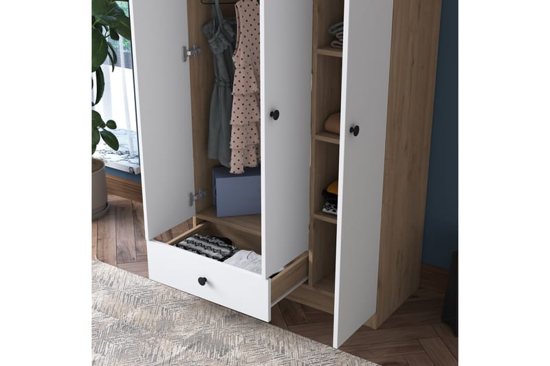 JAIN Garderob 90x170 cm Brun/Vit - Förvaring - Sko- & klädförvaring - Garderober & garderobssystem