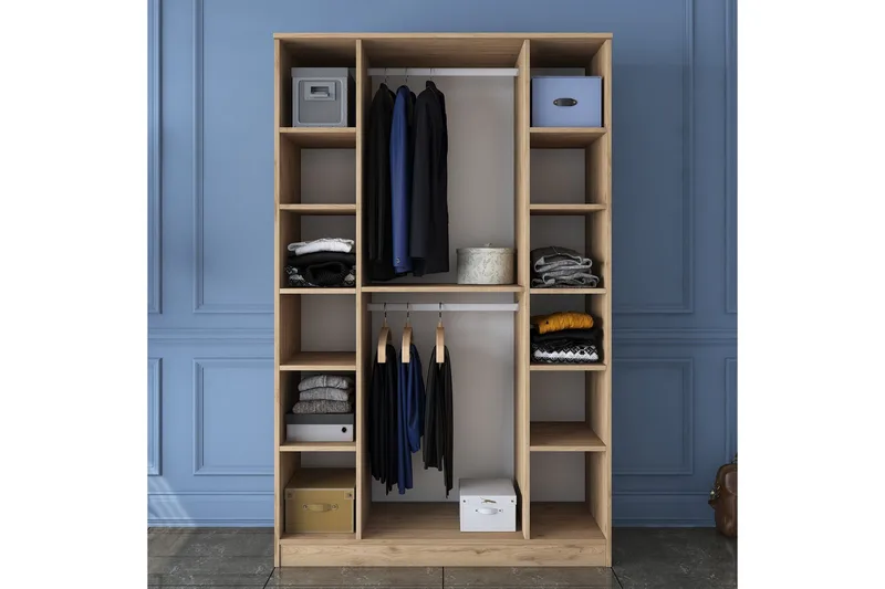 Jaioni Garderob 120x190,8 cm Brun/Vit - Hanah Home - Förvaring - Sko- & klädförvaring - Garderober & garderobssystem