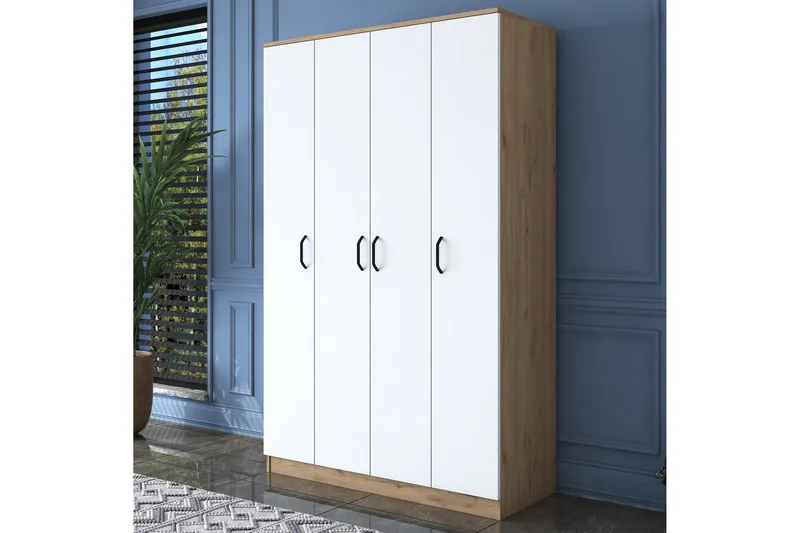 Jaioni Garderob 120x190,8 cm Brun/Vit - Hanah Home - Förvaring - Sko- & klädförvaring - Garderober & garderobssystem