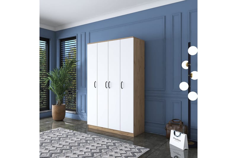 Jaioni Garderob 120x190,8 cm Brun/Vit - Hanah Home - Förvaring - Sko- & klädförvaring - Garderober & garderobssystem