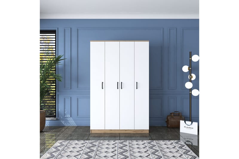 Jaioni Garderob 120x190,8 cm Brun/Vit - Hanah Home - Förvaring - Sko- & klädförvaring - Garderober & garderobssystem