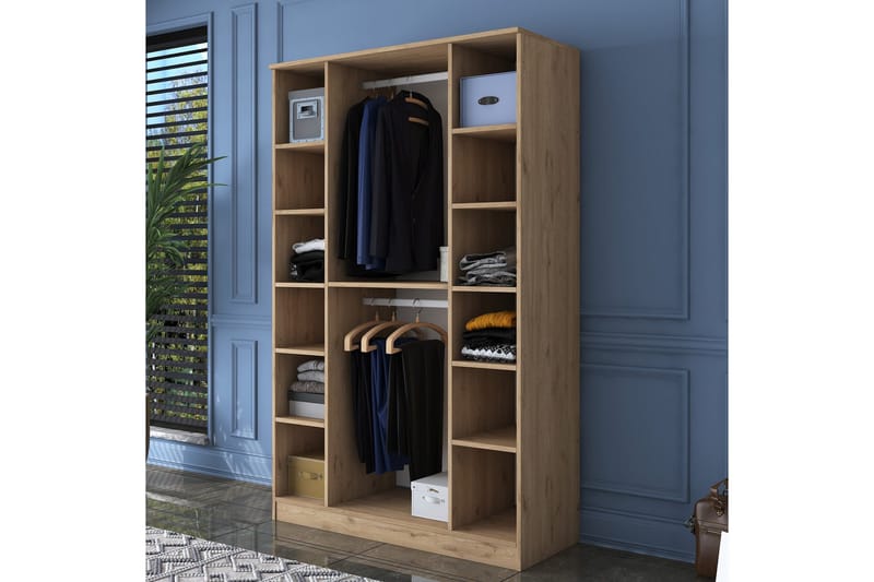 Jaioni Garderob 120x190,8 cm Brun/Vit - Hanah Home - Förvaring - Sko- & klädförvaring - Garderober & garderobssystem