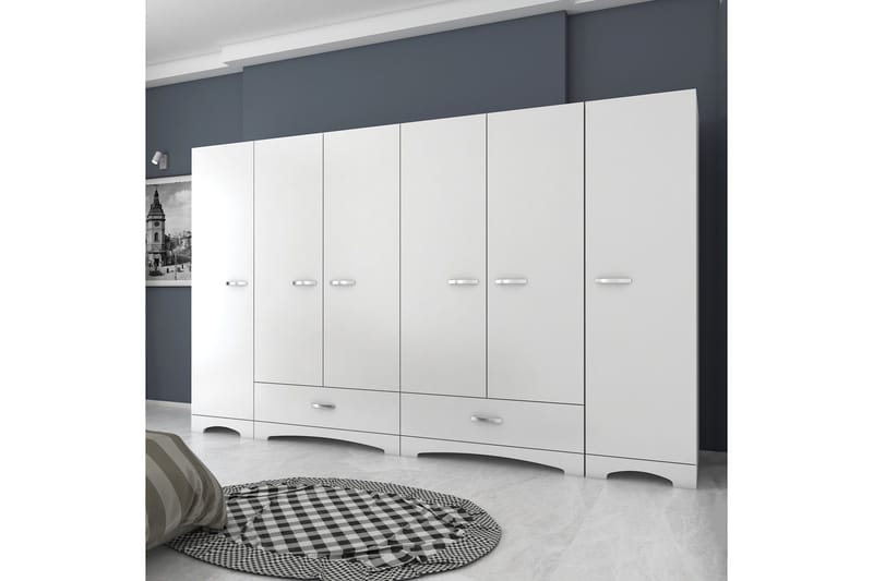 Jaitun Garderob 243x181 cm Vit - Hanah Home - Förvaring - Sko- & klädförvaring - Garderober & garderobssystem