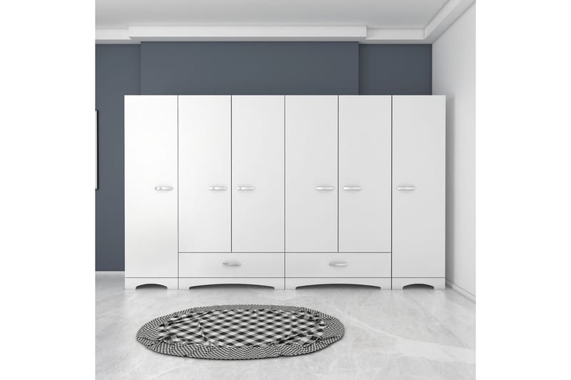 Jaitun Garderob 243x181 cm Vit, Hanah Home