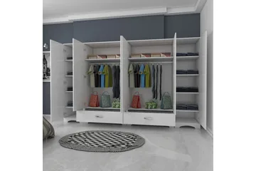 Jaitun Garderob 243x181 cm Vit - Hanah Home - Förvaring - Sko- & klädförvaring - Garderober & garderobssystem