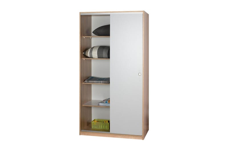 Jovel Garderob 94x182 cm - Vit/Korallrosa - Förvaring - Sko- & klädförvaring - Garderober & garderobssystem