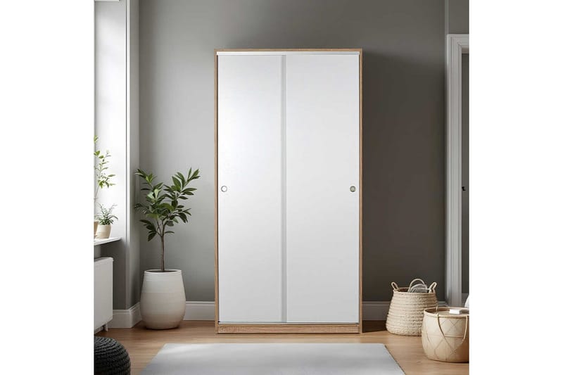 Jovel Garderob 94x182 cm - Vit/Korallrosa - Förvaring - Sko- & klädförvaring - Garderober & garderobssystem