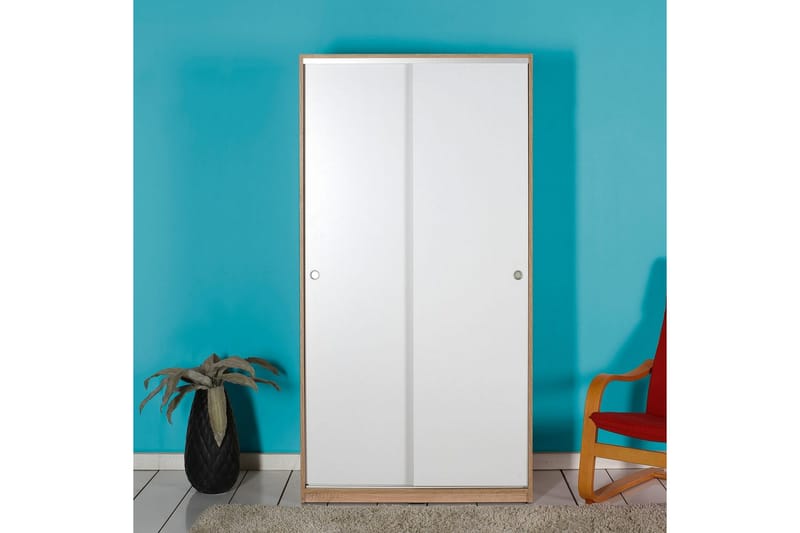 Jovel Garderob 94x182 cm - Vit/Korallrosa - Förvaring - Sko- & klädförvaring - Garderober & garderobssystem