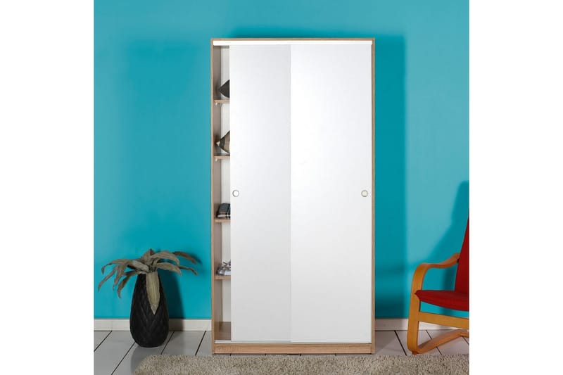Jovel Garderob 94x182 cm - Vit/Korallrosa - Förvaring - Sko- & klädförvaring - Garderober & garderobssystem