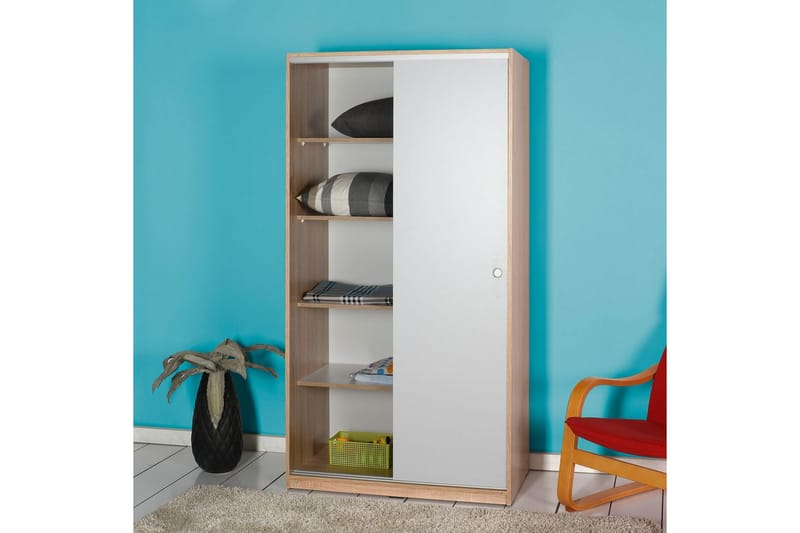Jovel Garderob 94x182 cm - Vit/Korallrosa - Förvaring - Sko- & klädförvaring - Garderober & garderobssystem