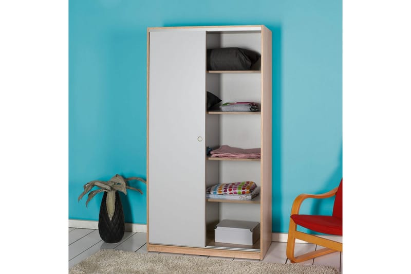Jovel Garderob 94x182 cm - Vit/Korallrosa - Förvaring - Sko- & klädförvaring - Garderober & garderobssystem