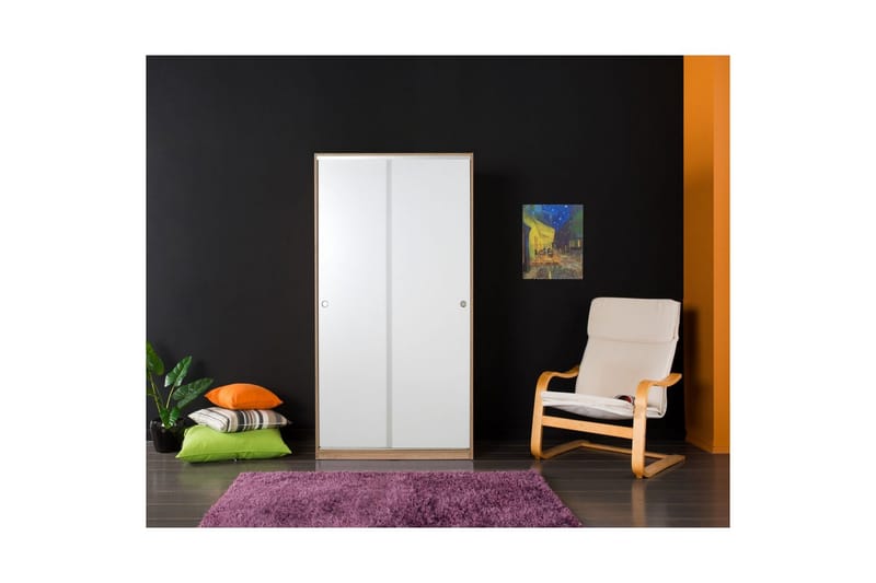 Jovel Garderob 94x182 cm - Vit/Korallrosa - Förvaring - Sko- & klädförvaring - Garderober & garderobssystem