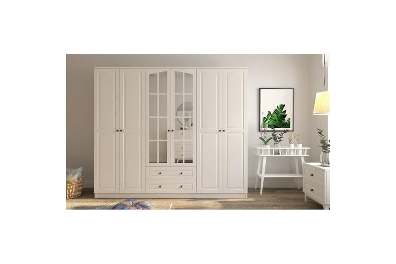 Jovric Garderob 210x184 cm - Matt Vit - Förvaring - Sko- & klädförvaring - Garderober & garderobssystem