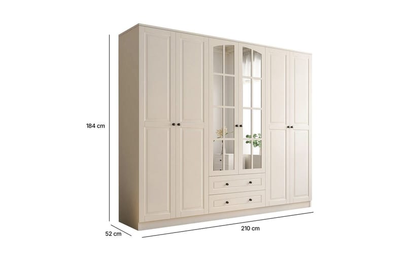 Jovric Garderob 210x184 cm - Matt Vit - Förvaring - Sko- & klädförvaring - Garderober & garderobssystem