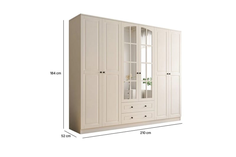 Jovric Garderob 210x184 cm - Matt Vit - Förvaring - Sko- & klädförvaring - Garderober & garderobssystem