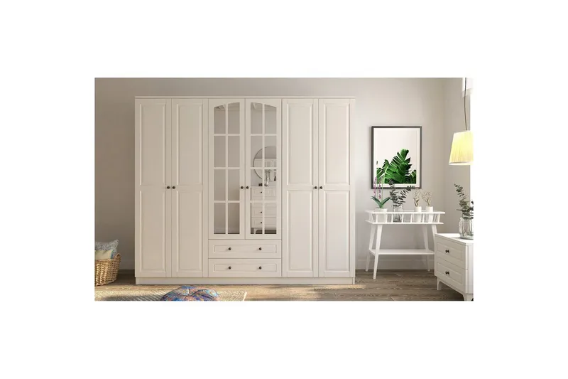 Jovric Garderob 210x184 cm - Matt Vit - Förvaring - Sko- & klädförvaring - Garderober & garderobssystem