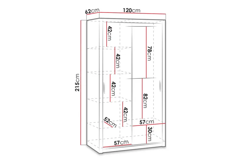 Julissa Garderob 120 cm med Spegel - Natur - Förvaring - Sko- & klädförvaring - Garderober & garderobssystem