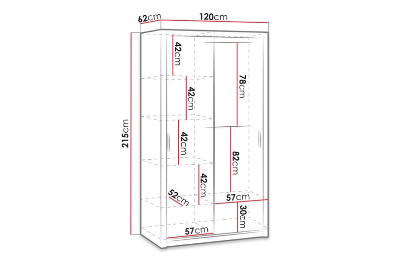 Julissa Garderob 120 cm med Spegel - Natur - Förvaring - Sko- & klädförvaring - Garderober & garderobssystem