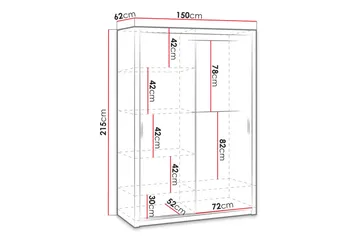 Julissa Garderob 150 cm med Spegel - Natur - Förvaring - Sko- & klädförvaring - Garderober & garderobssystem