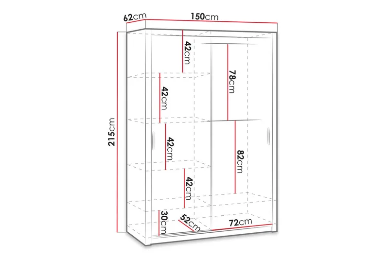 Julissa Garderob 150 cm med Spegel - Vit - Förvaring - Sko- & klädförvaring - Garderober & garderobssystem