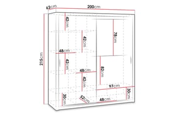 Julissa Garderob 200 cm i Trä - Brun - Förvaring - Sko- & klädförvaring - Garderober & garderobssystem